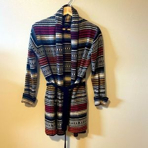 BCBGmaxazria STRIPED belted sweater SMALL cardigan S multicolor